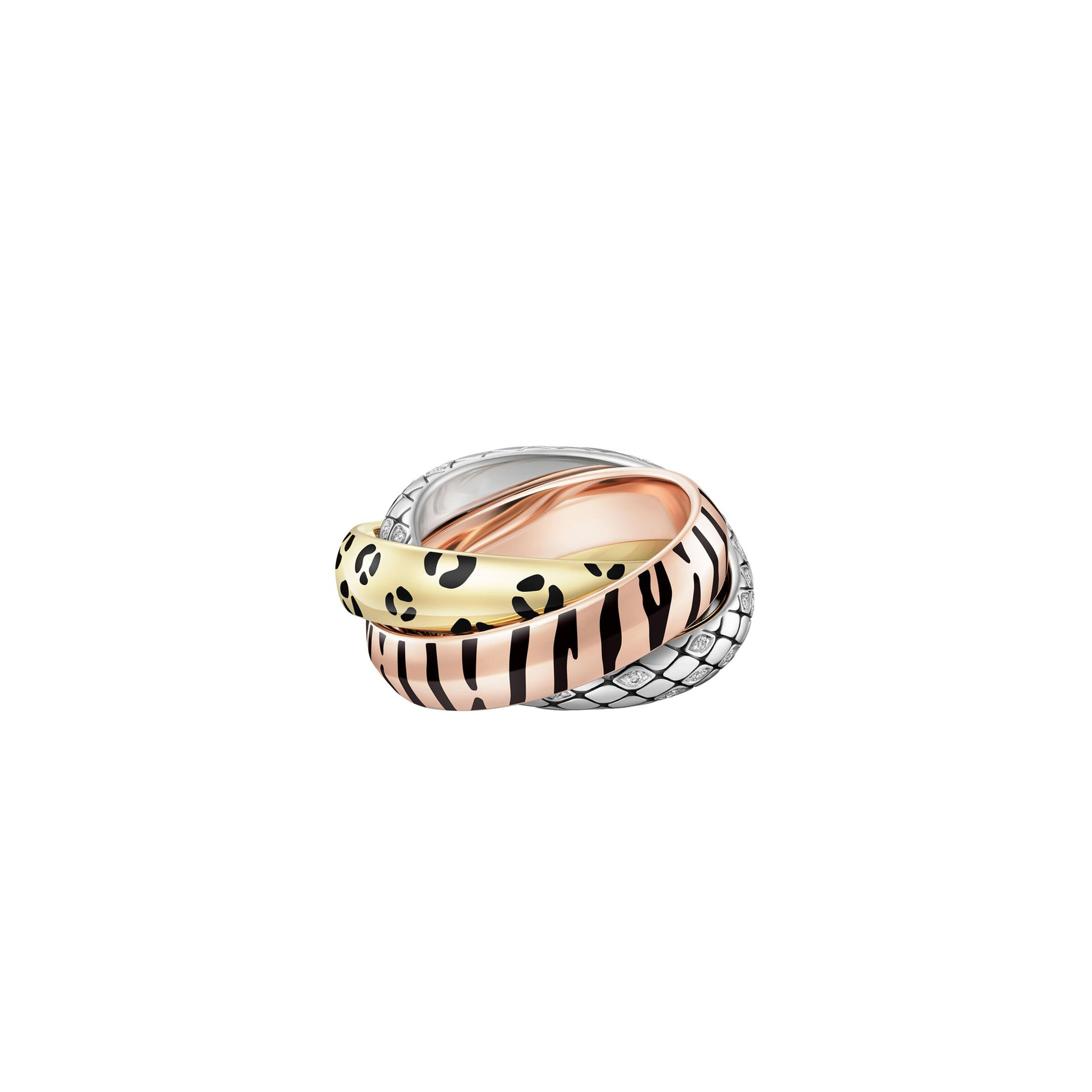 ca*t1er lacquered gold and semi-pavÉd D1am0nd trinity ring crb4241700
